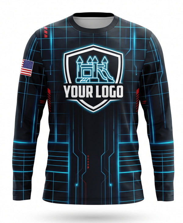 Tech Grid Cyan Inflatable Rental Crew Uniform