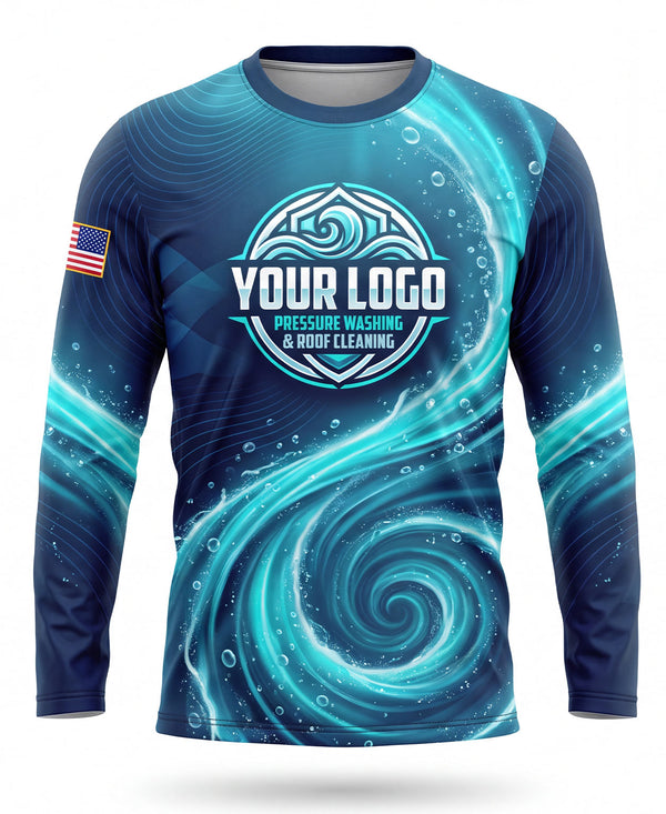 Ocean Swirl Pressure Washing Crew Uniform