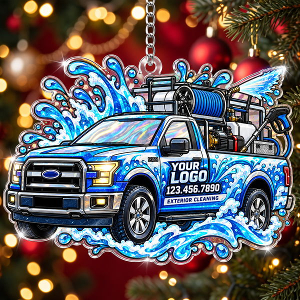 Blue Pressure Washer Rig Truck Suncatcher Ornament