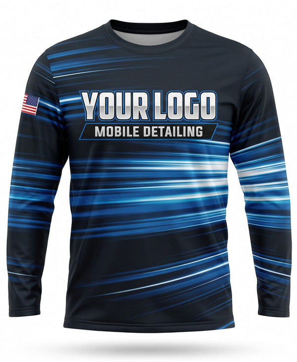 Blue Speed Motion Lines Mobile Detailing Crew Uniform