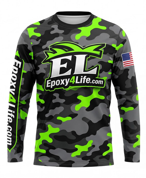 Neon Lime Camo Epoxy Flooring Crew Uniform