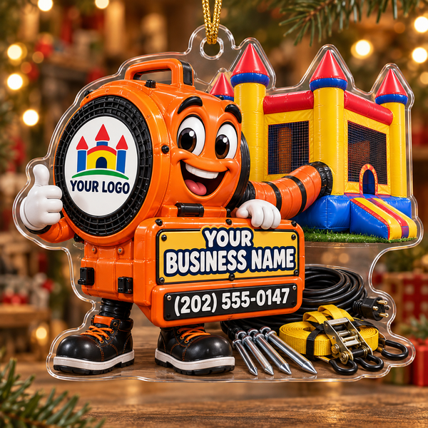 Orange Blower Mascot Castle Backdrop Bounce House Acrylic Ornament