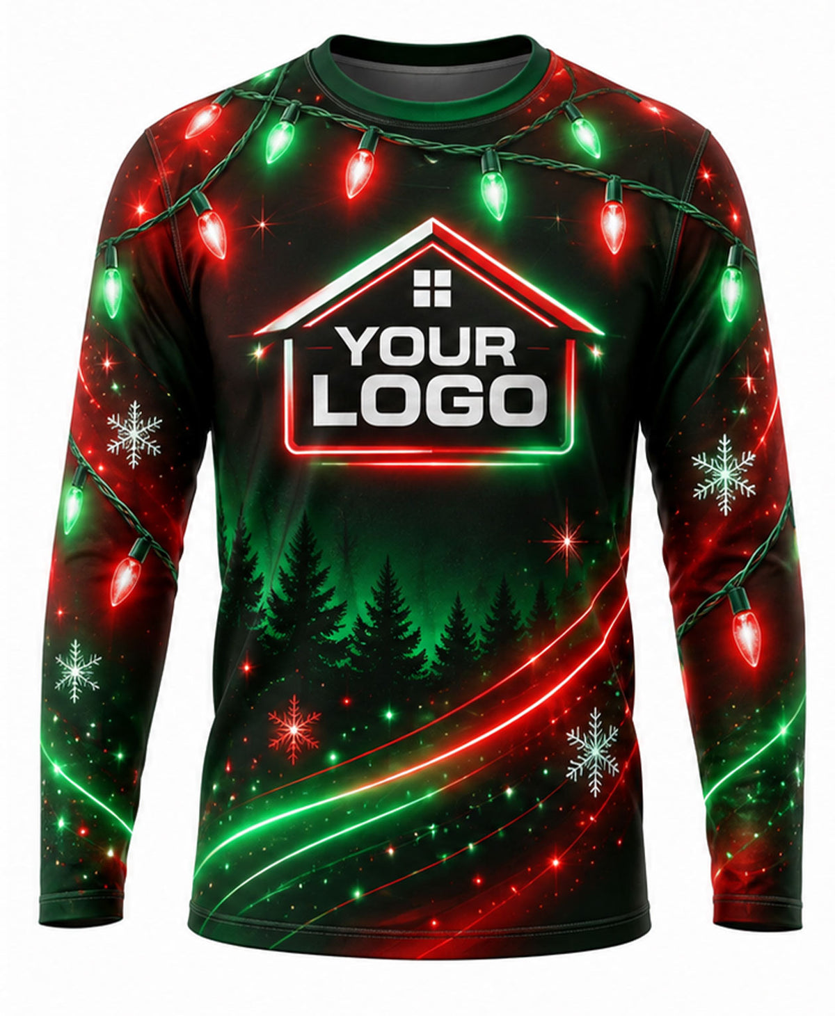 Red & Green Geometric Lights Christmas Light Crew Uniform