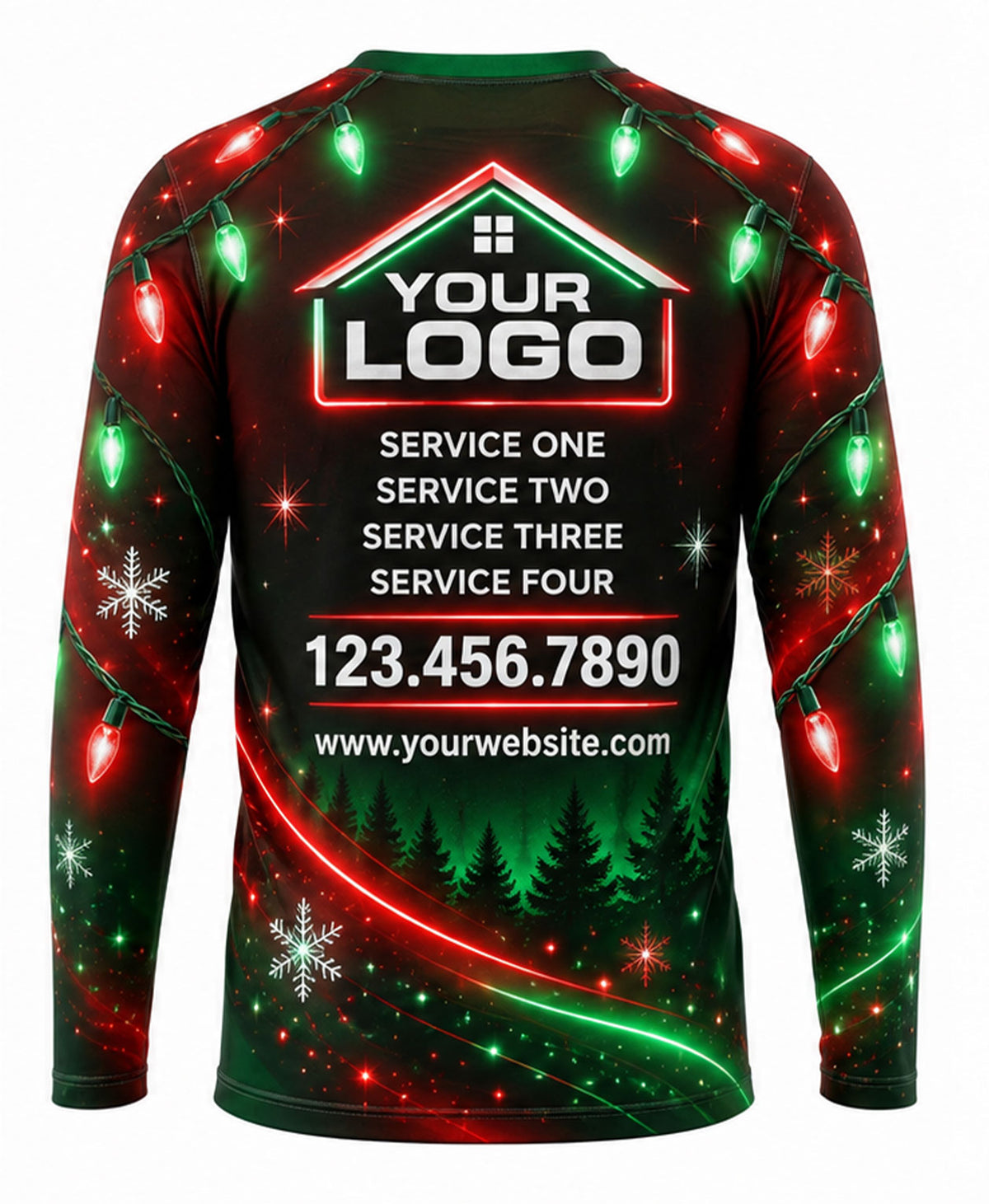 Red & Green Geometric Lights Christmas Light Crew Uniform