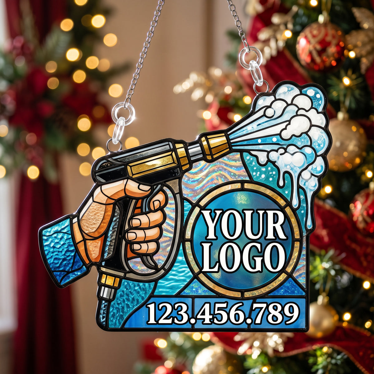 Handed Spray Washer Gun Badge Suncatcher Ornament