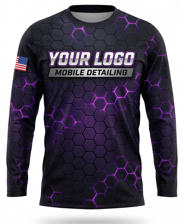 Purple Hex Grid Mobile Detailing Crew Uniform