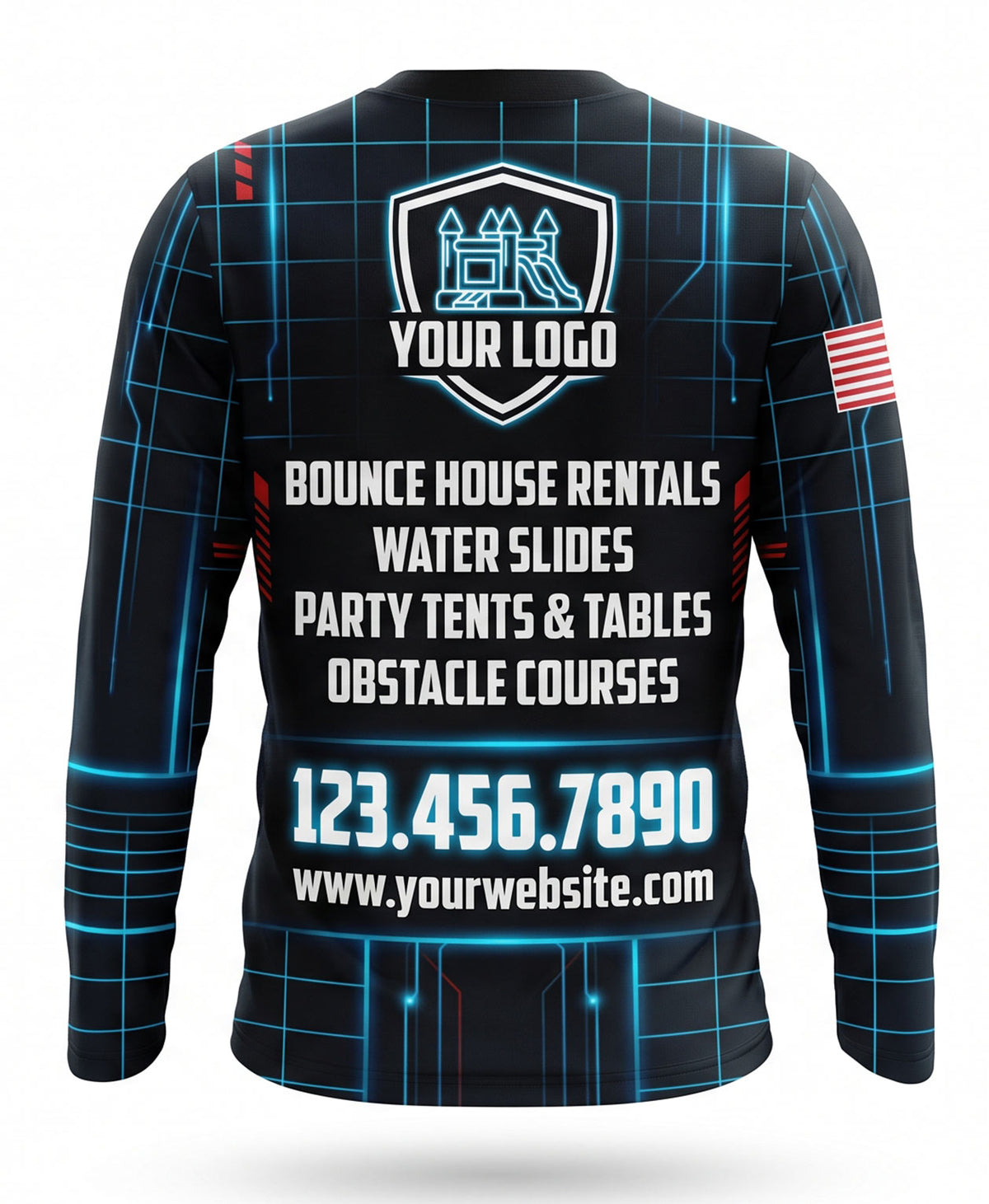 Tech Grid Cyan Inflatable Rental Crew Uniform