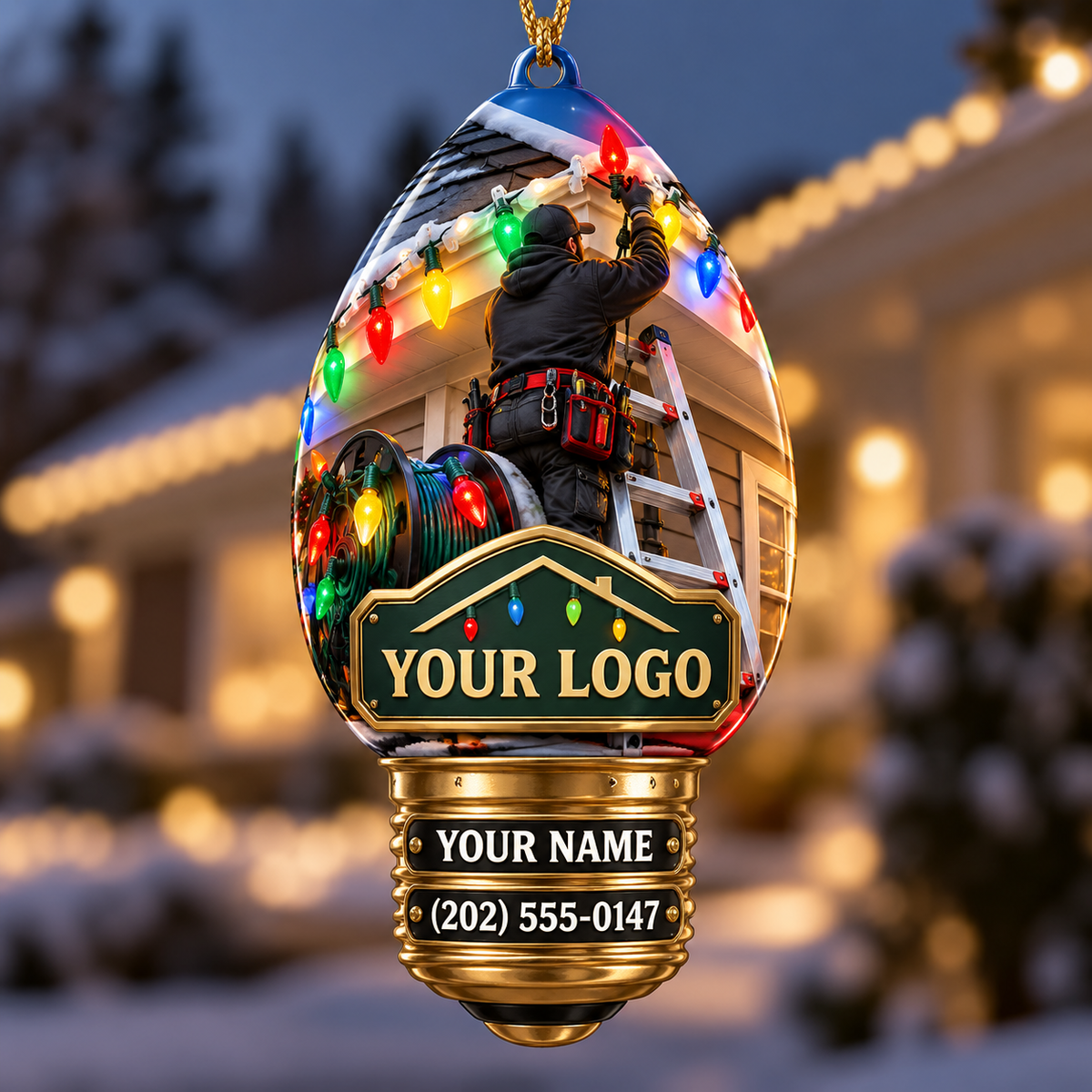 Christmas light installers acrylic ornament