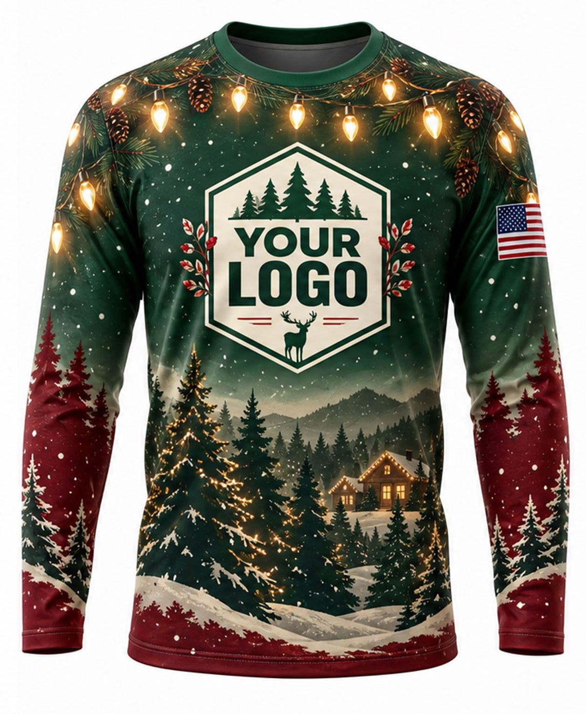 Dark Pine Gold String Lights Christmas Light Crew Uniform
