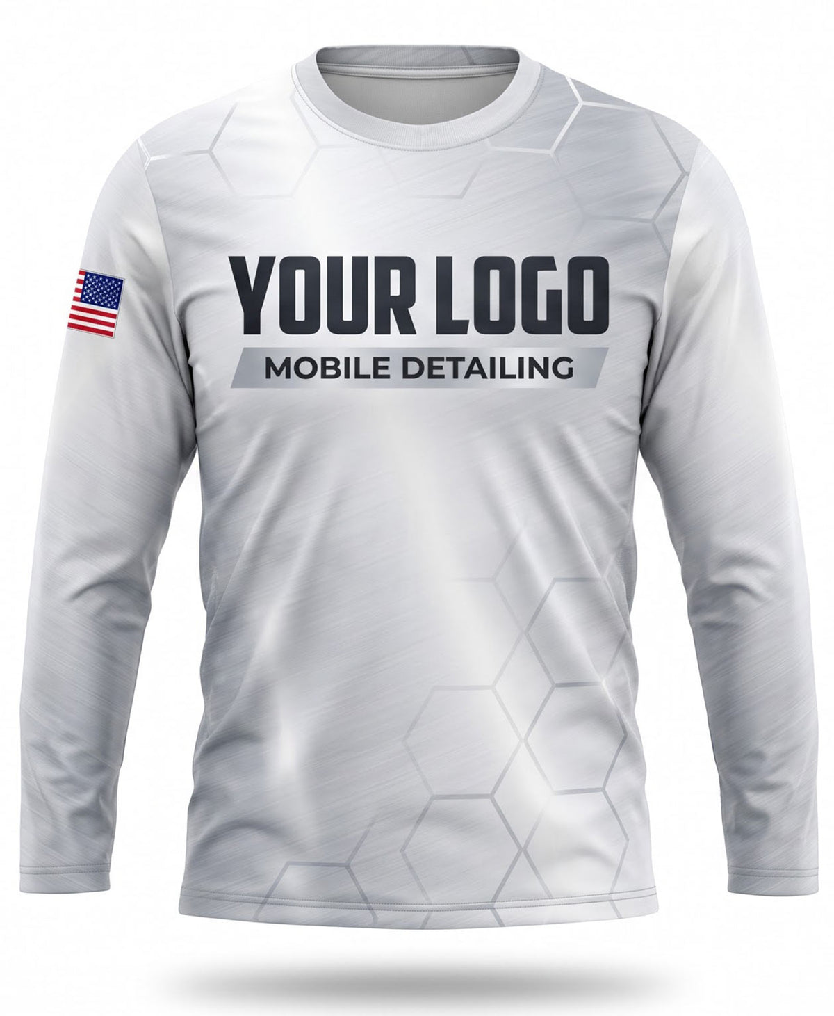 Clean White Geometric Mobile Detailing Crew Uniform