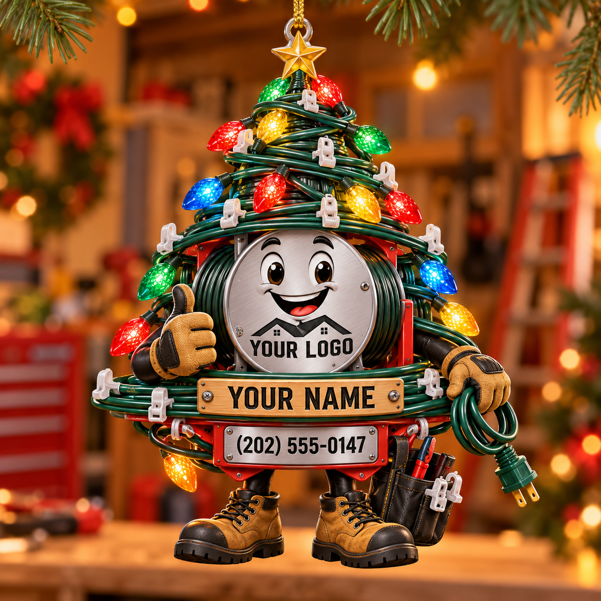Christmas light installers acrylic ornament