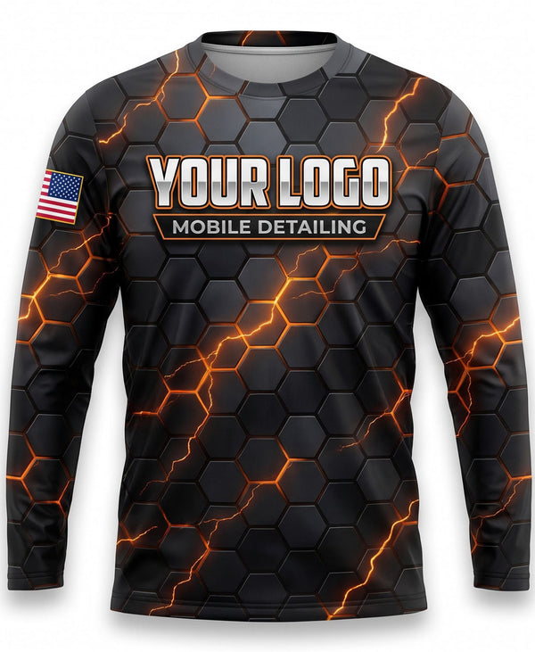 Fiery Lava Hexagon Mobile Detailing Crew Uniform