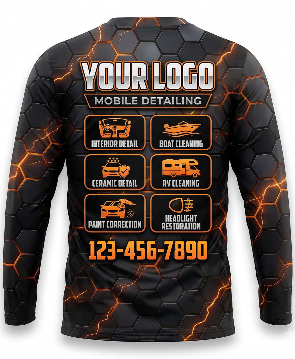 Fiery Lava Hexagon Mobile Detailing Crew Uniform