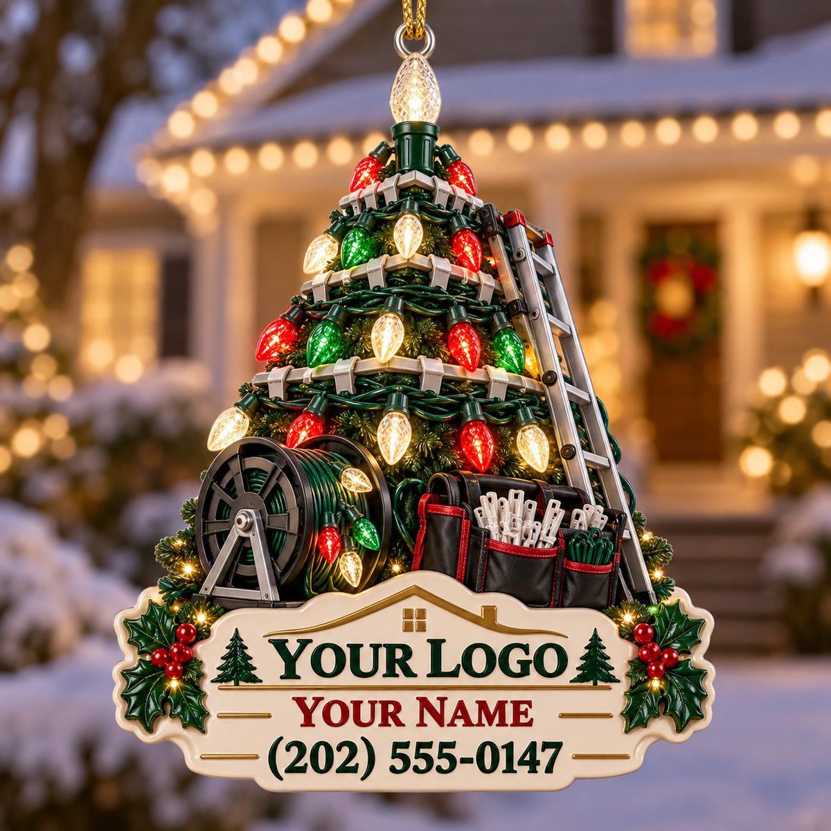 Christmas light installers acrylic ornament