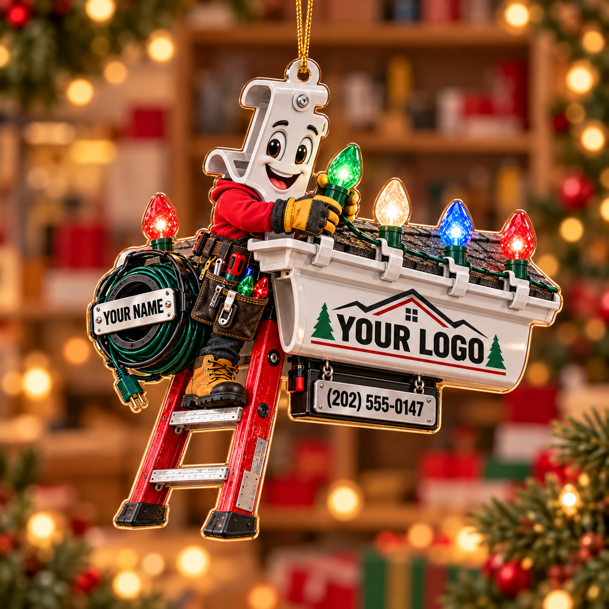 Christmas light installers acrylic ornament