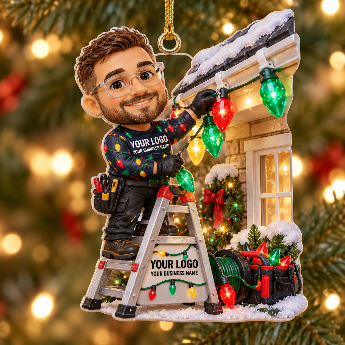 Christmas light installers acrylic ornament