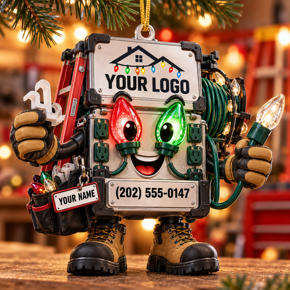 Christmas light installers acrylic ornament