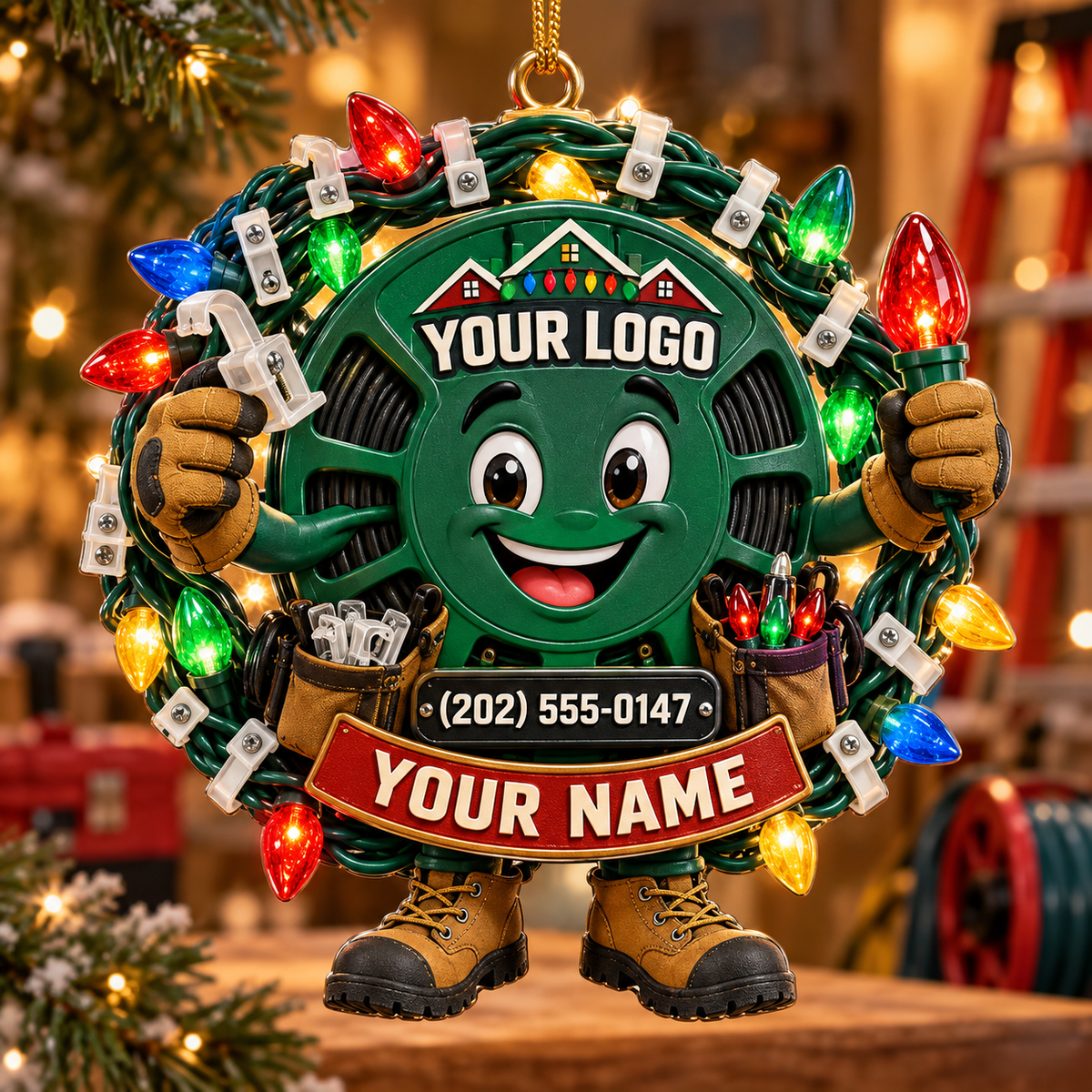 Christmas light installers acrylic ornament