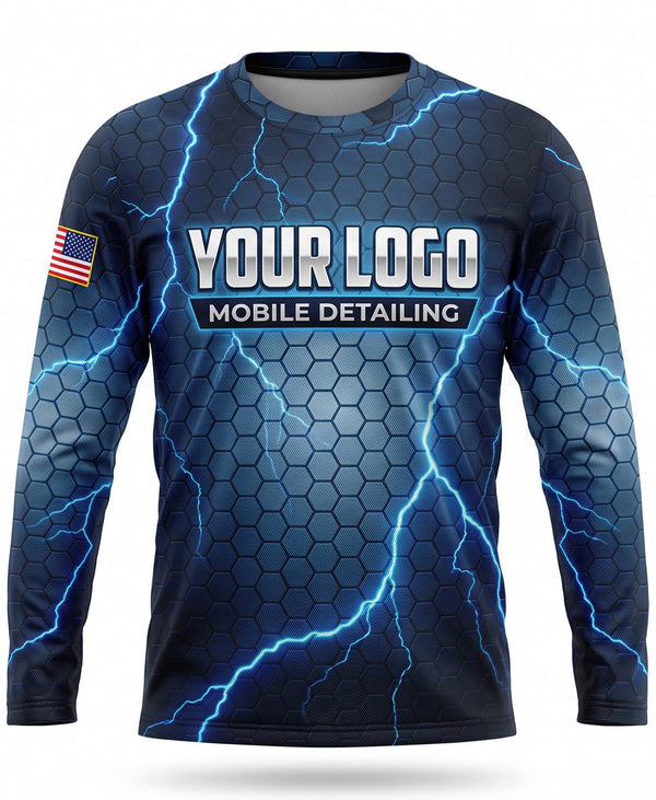 Blue Lightning Hexagon Mobile Detailing Crew Uniform