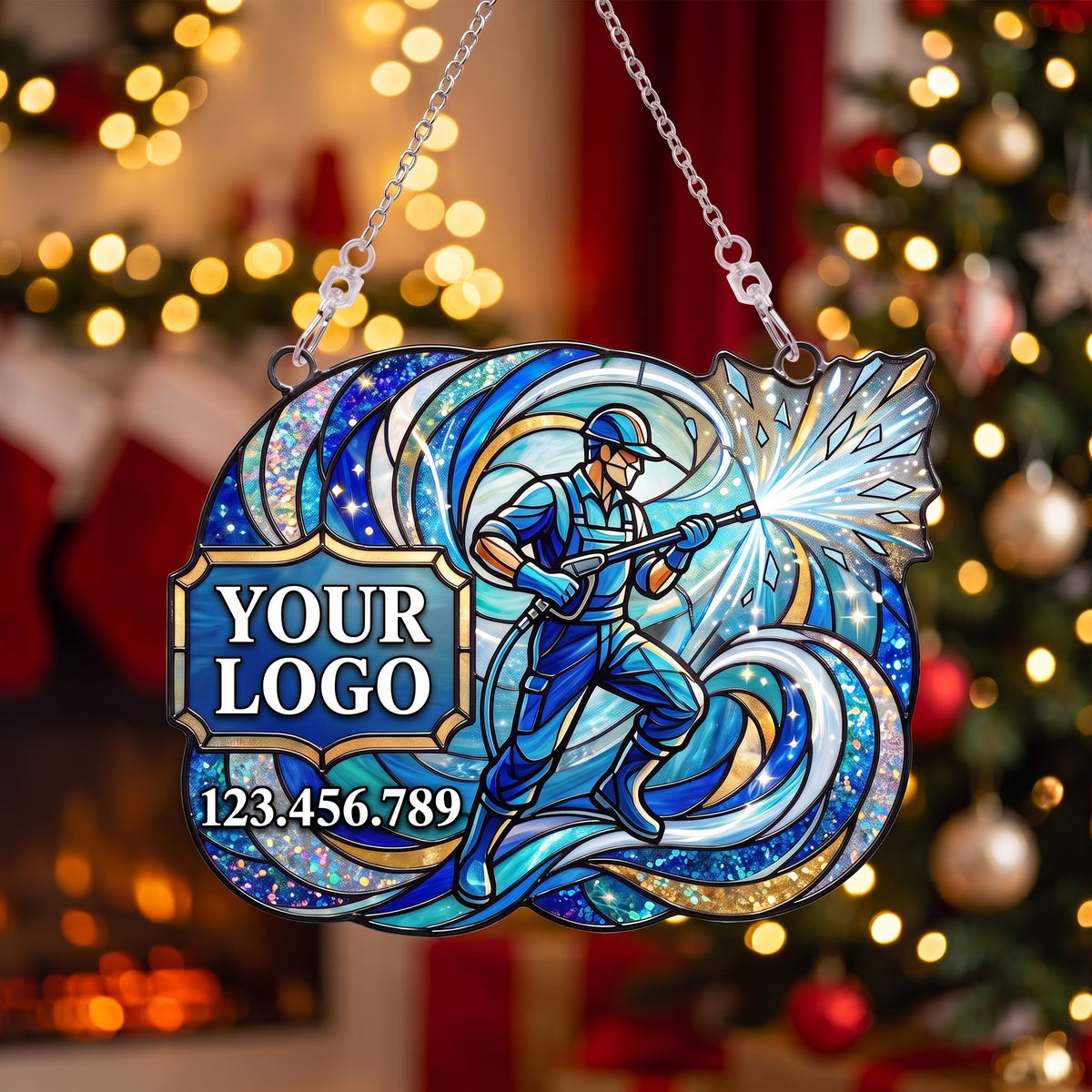 Stained Glass Power Washer Swirl Suncatcher Ornament