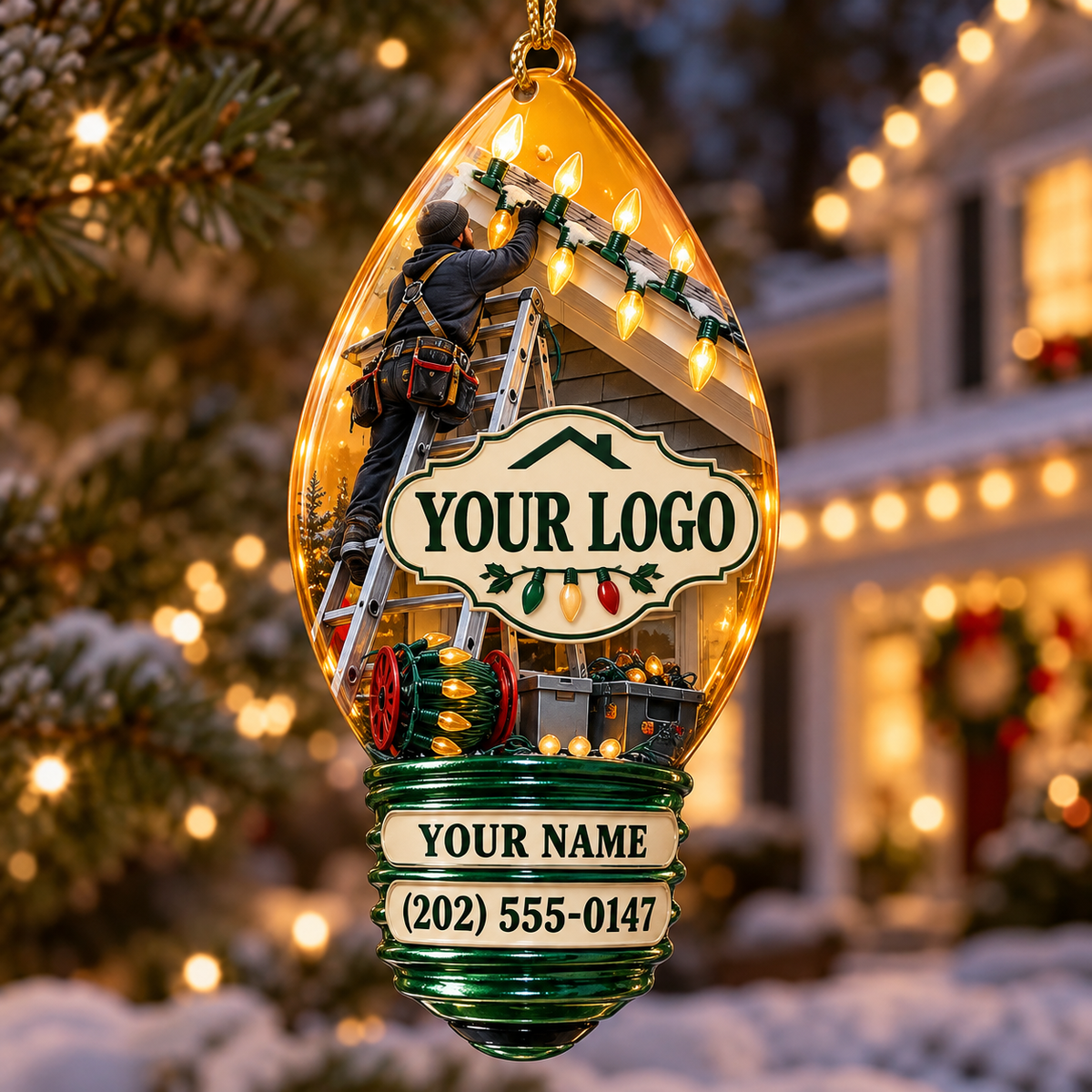 Christmas light installers acrylic ornament