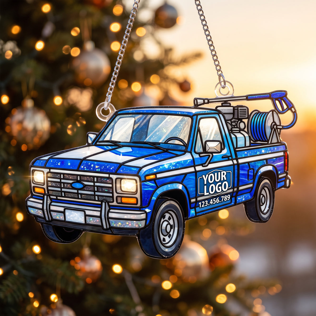 Classic Pressure Washing Truck Suncatcher Ornament