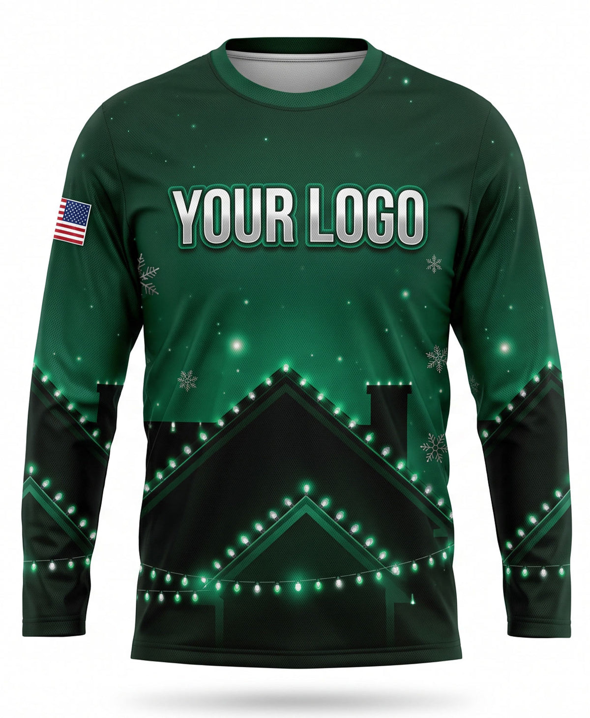 Forest Green Border Lights Christmas Light Crew Uniform