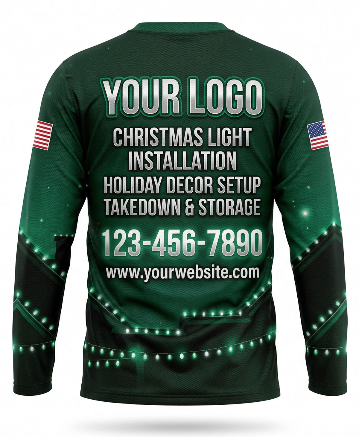 Forest Green Border Lights Christmas Light Crew Uniform