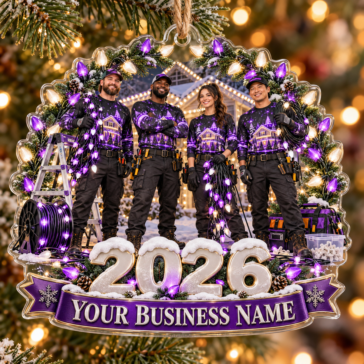 Christmas light installers acrylic ornament