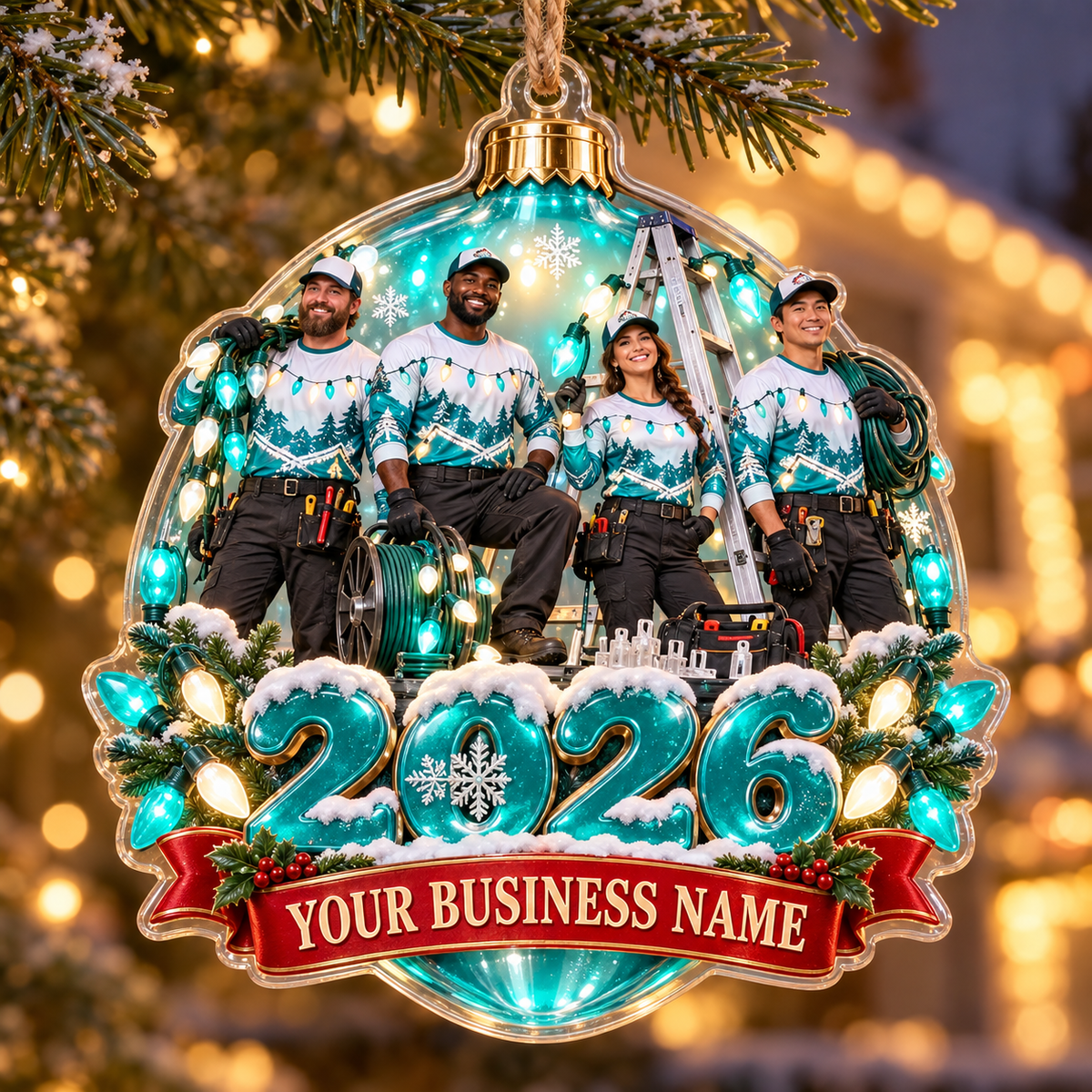 Christmas light installers acrylic ornament