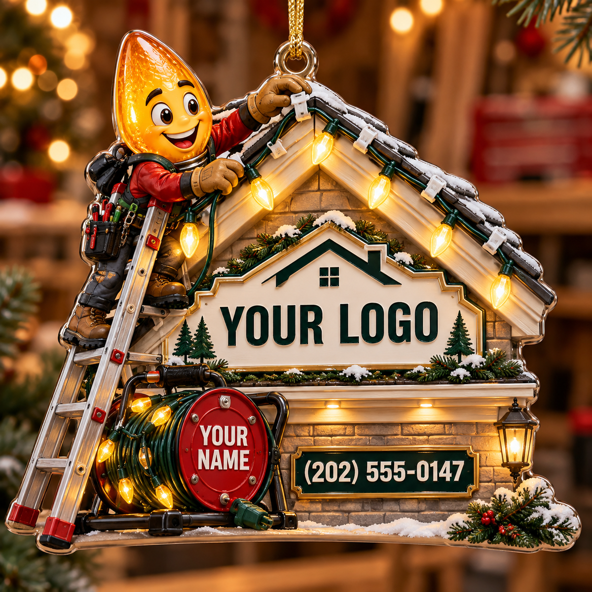 Christmas light installers acrylic ornament