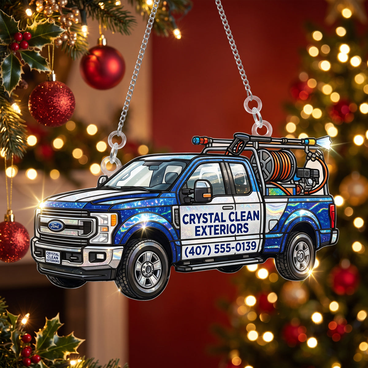 Crystal Clean Exterior Rig Truck Suncatcher Ornament