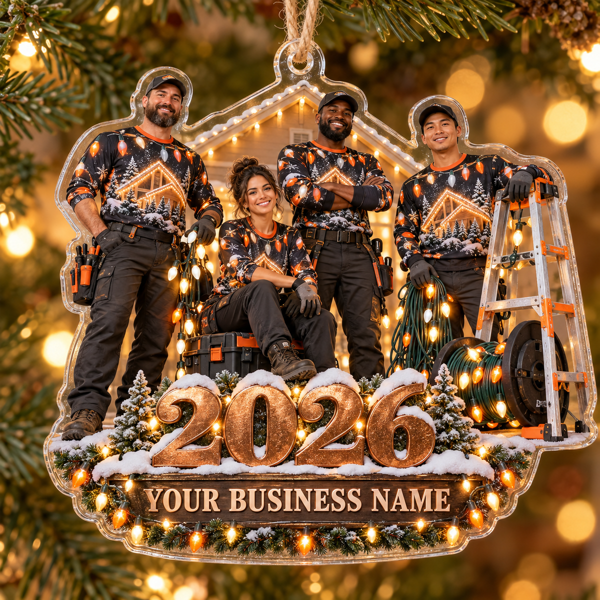 Christmas light installers acrylic ornament