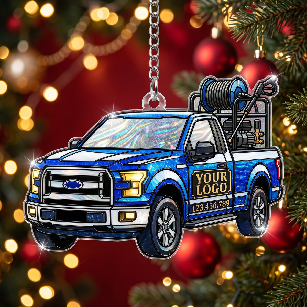 Blue Rig Pressure Washer Truck Suncatcher Ornament