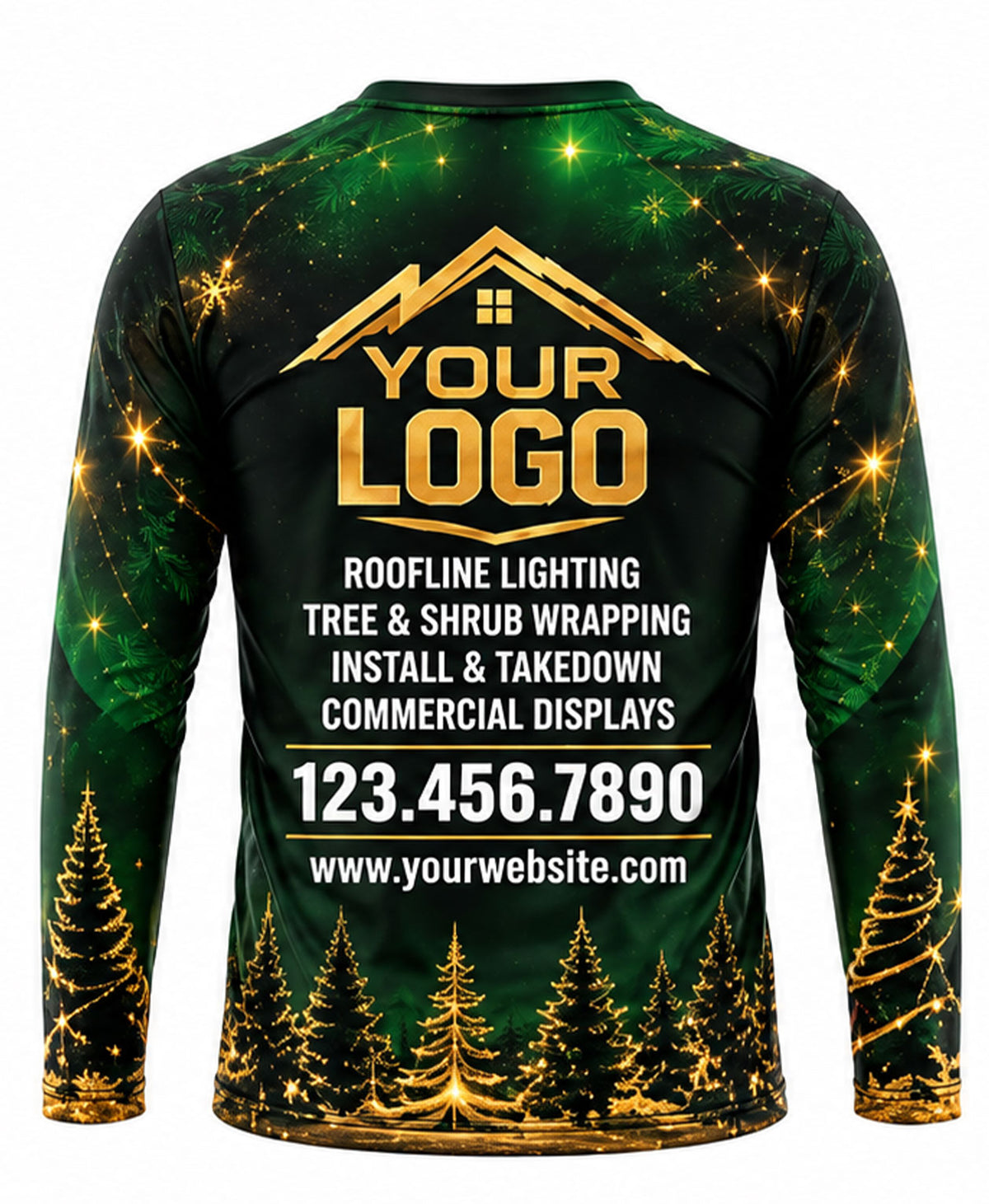 Pine Forest Gold Glow Christmas Light Crew Uniform