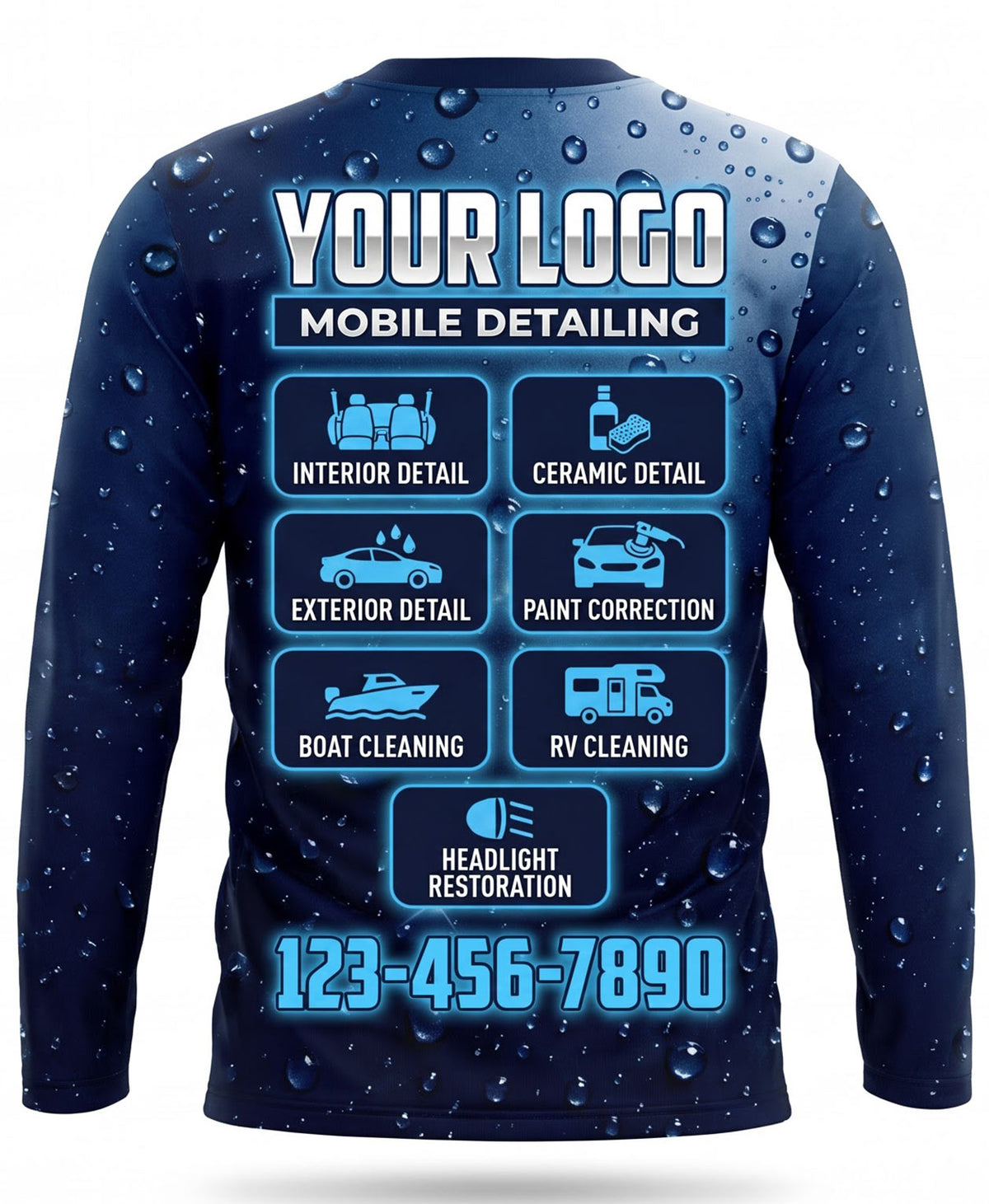 Navy Water Drops Gradient Mobile Detailing Crew Uniform
