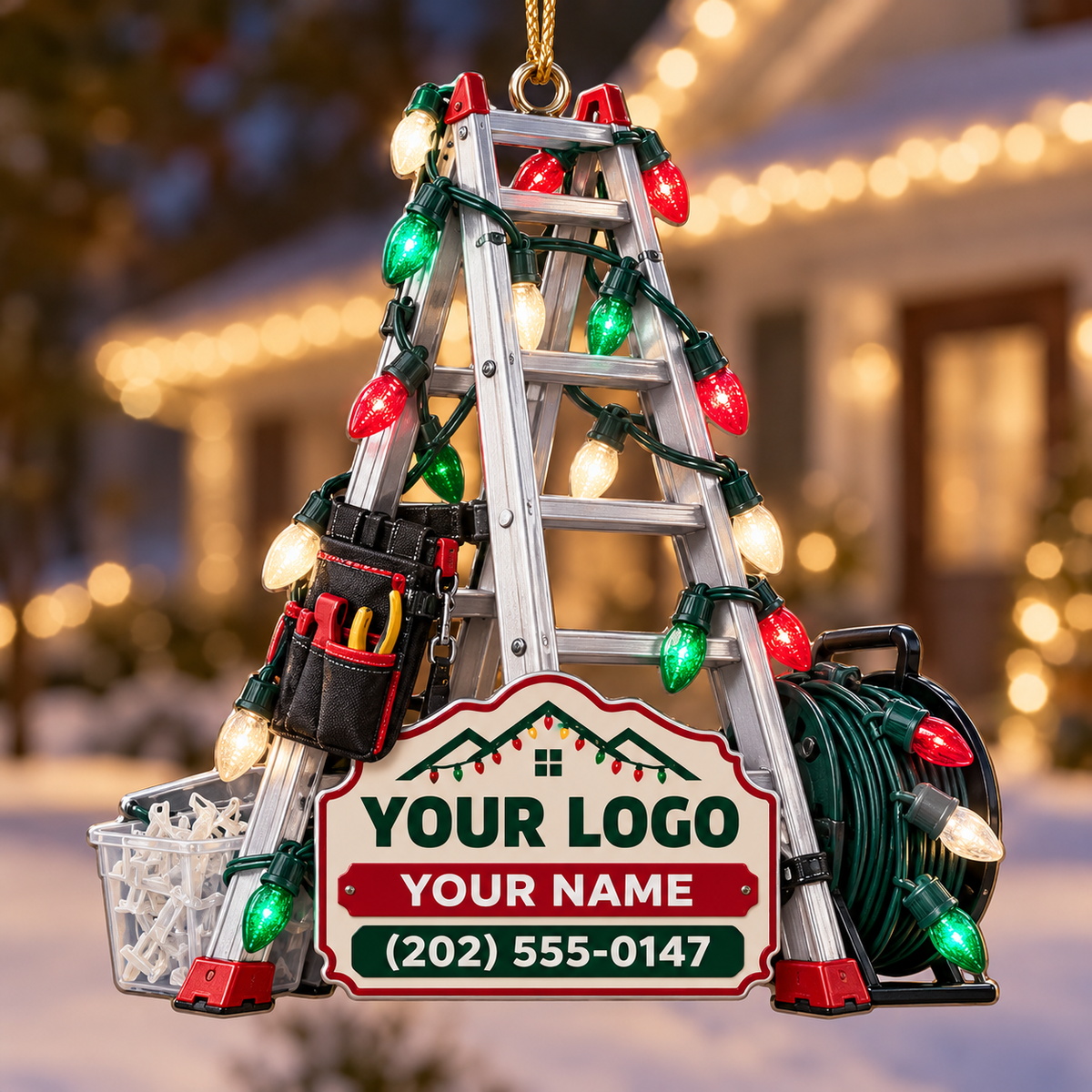 Christmas light installers acrylic ornament