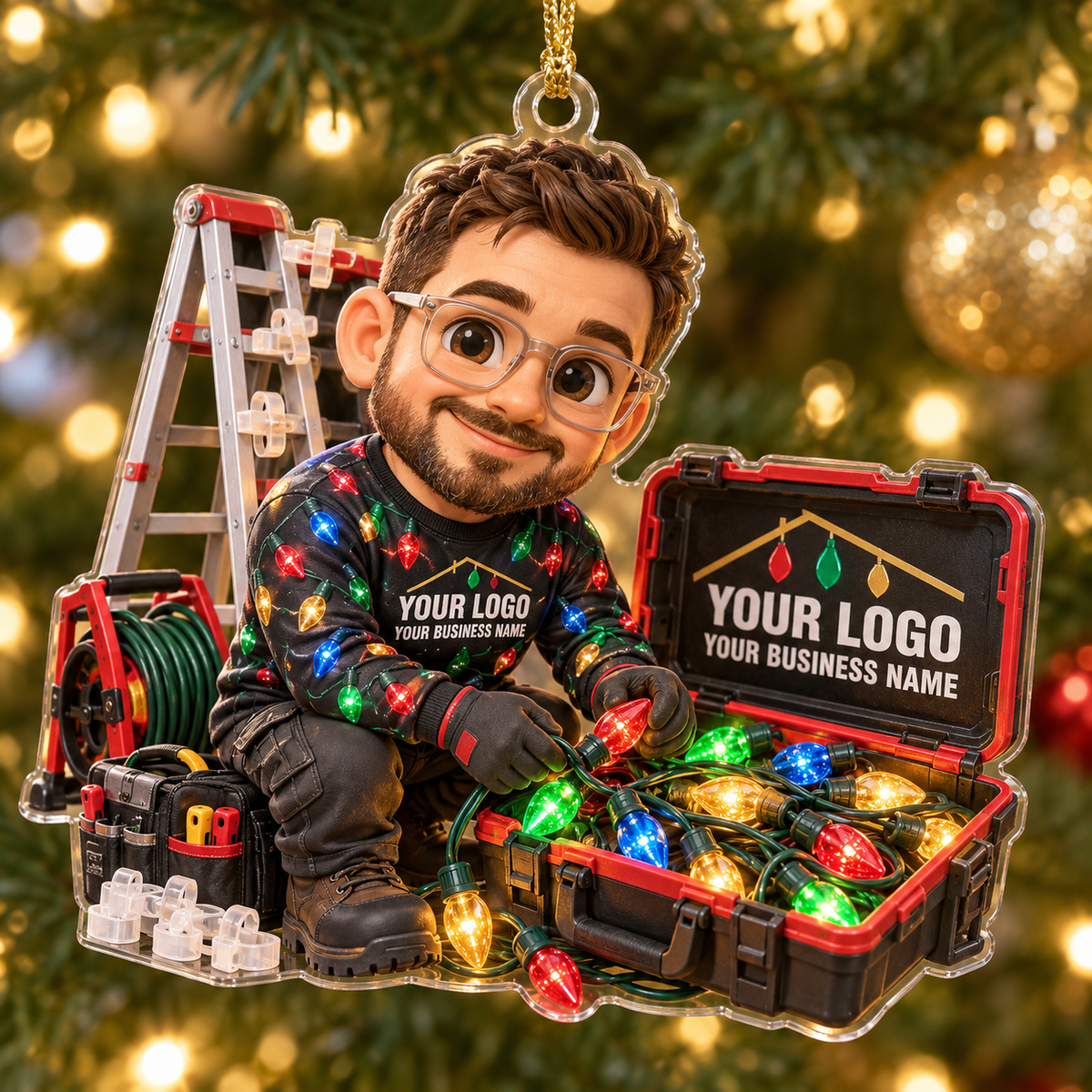 Christmas light installers acrylic ornament