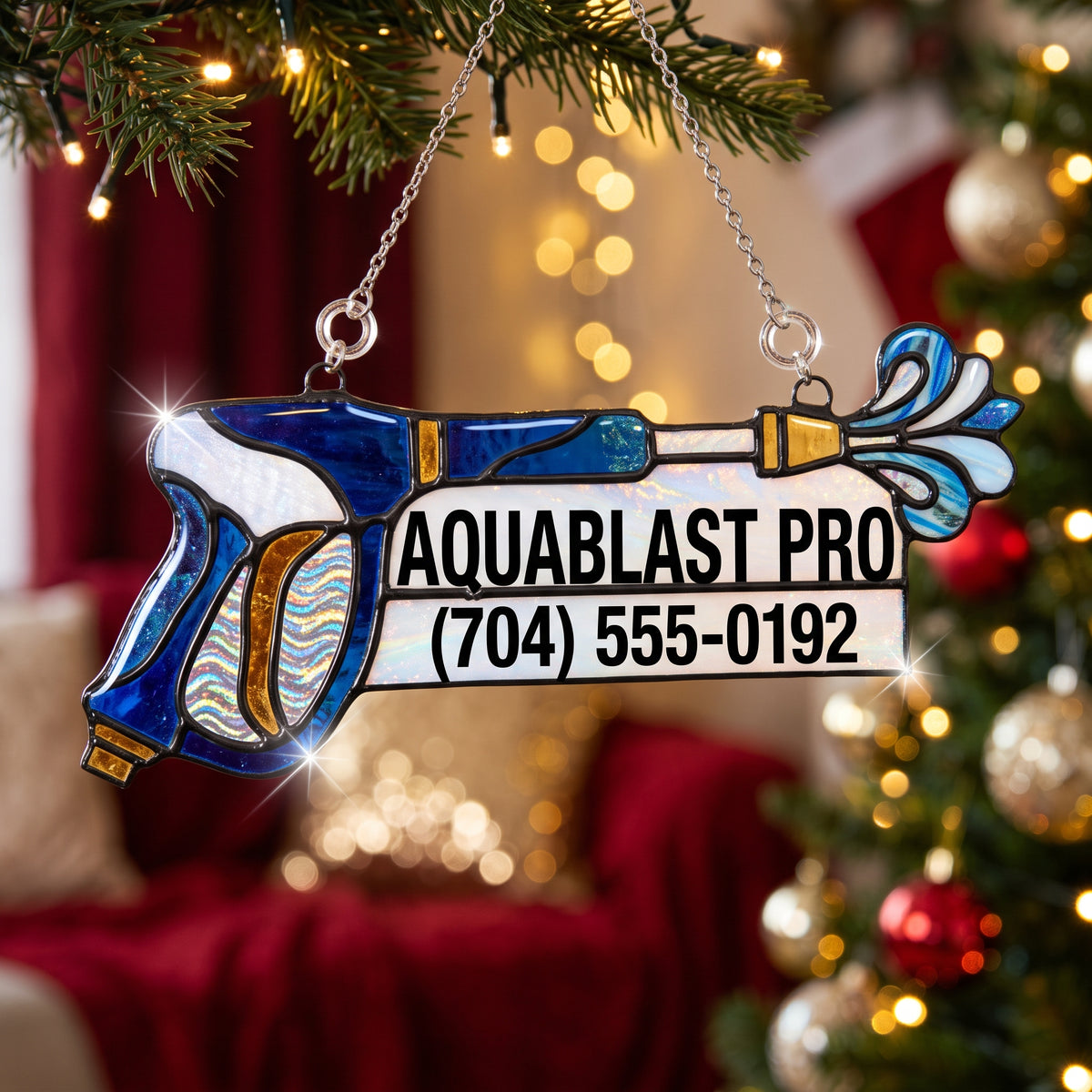 Blue Power Washer Spray Gun Suncatcher Ornament
