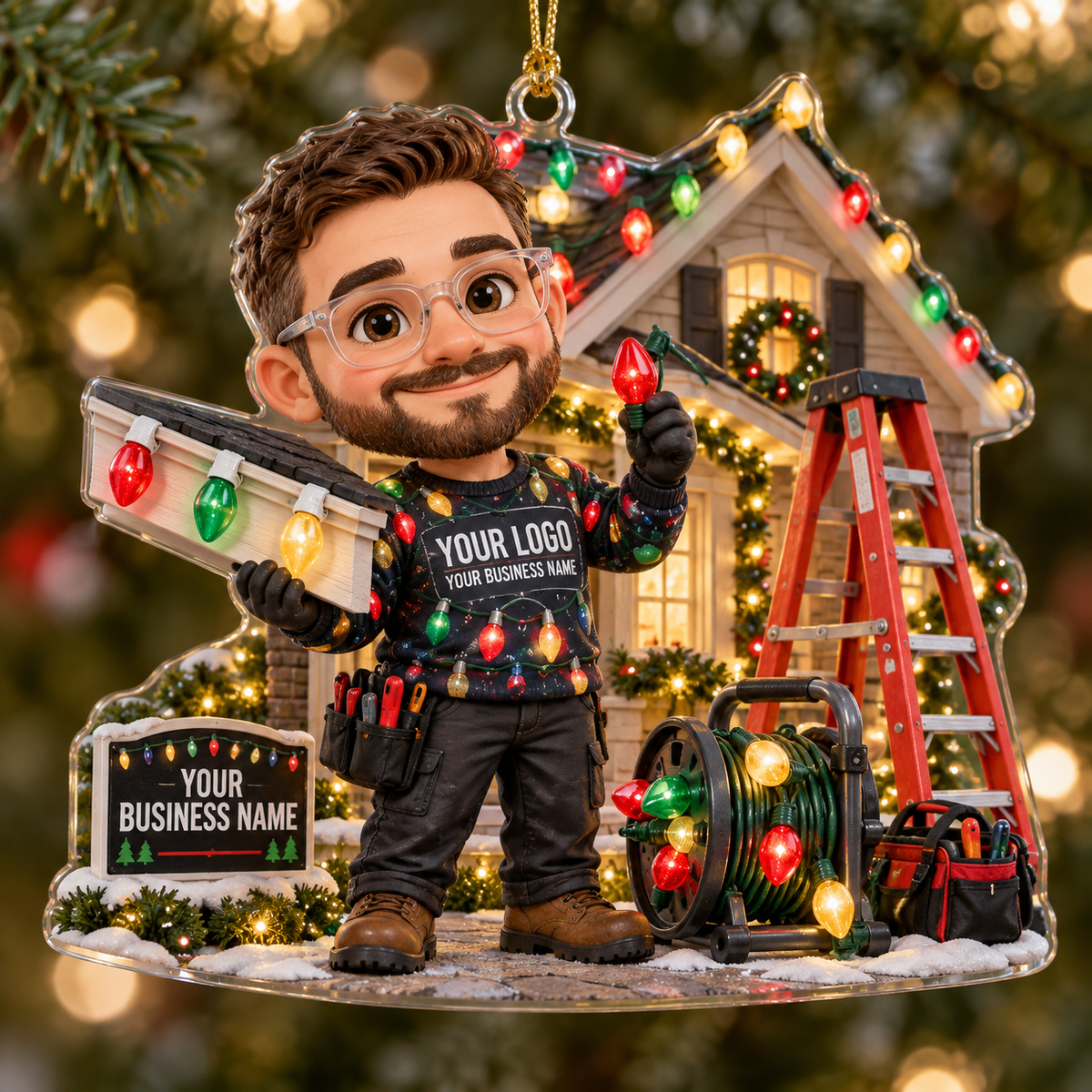 Christmas light installers acrylic ornament