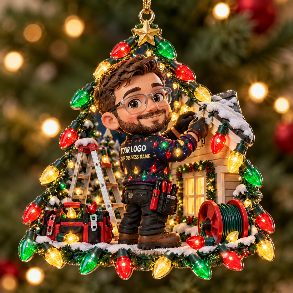 Christmas light installers acrylic ornament