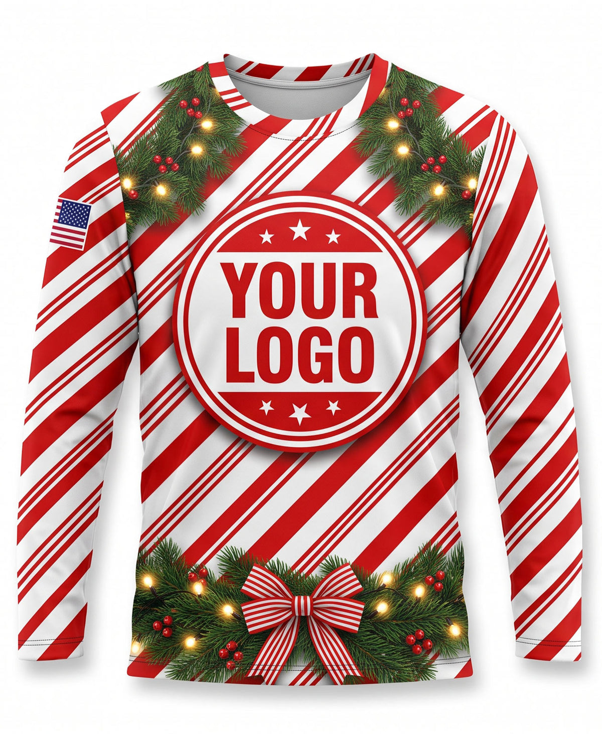 Candy Cane Stripe Wreath Christmas Light Crew Uniform