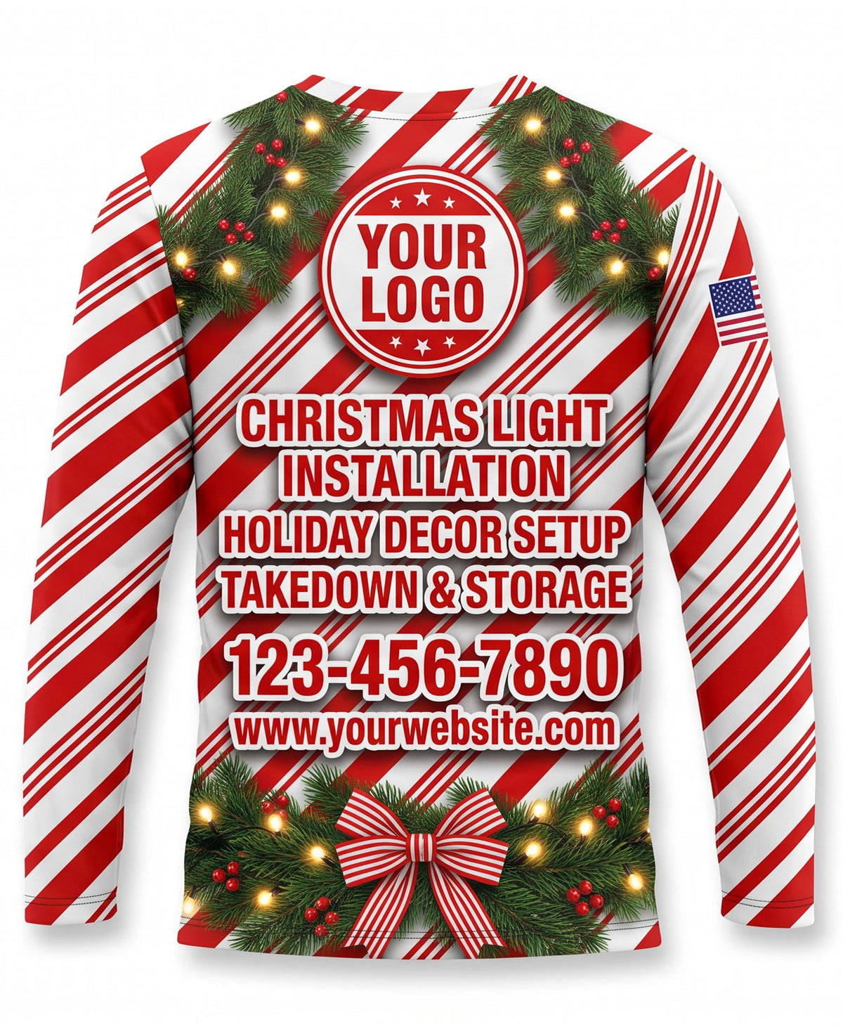 Candy Cane Stripe Wreath Christmas Light Crew Uniform
