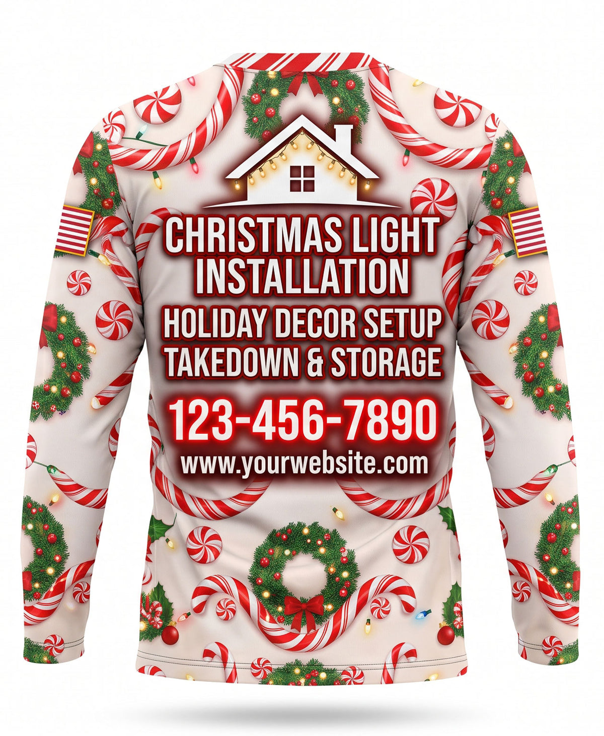 Peppermint Swirl Wreath Christmas Light Crew Uniform