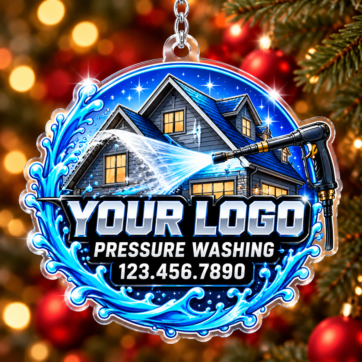 Circular House Pressure Washing Badge Suncatcher Ornament