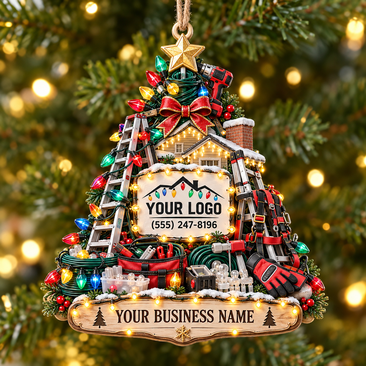 Christmas light installers acrylic ornament