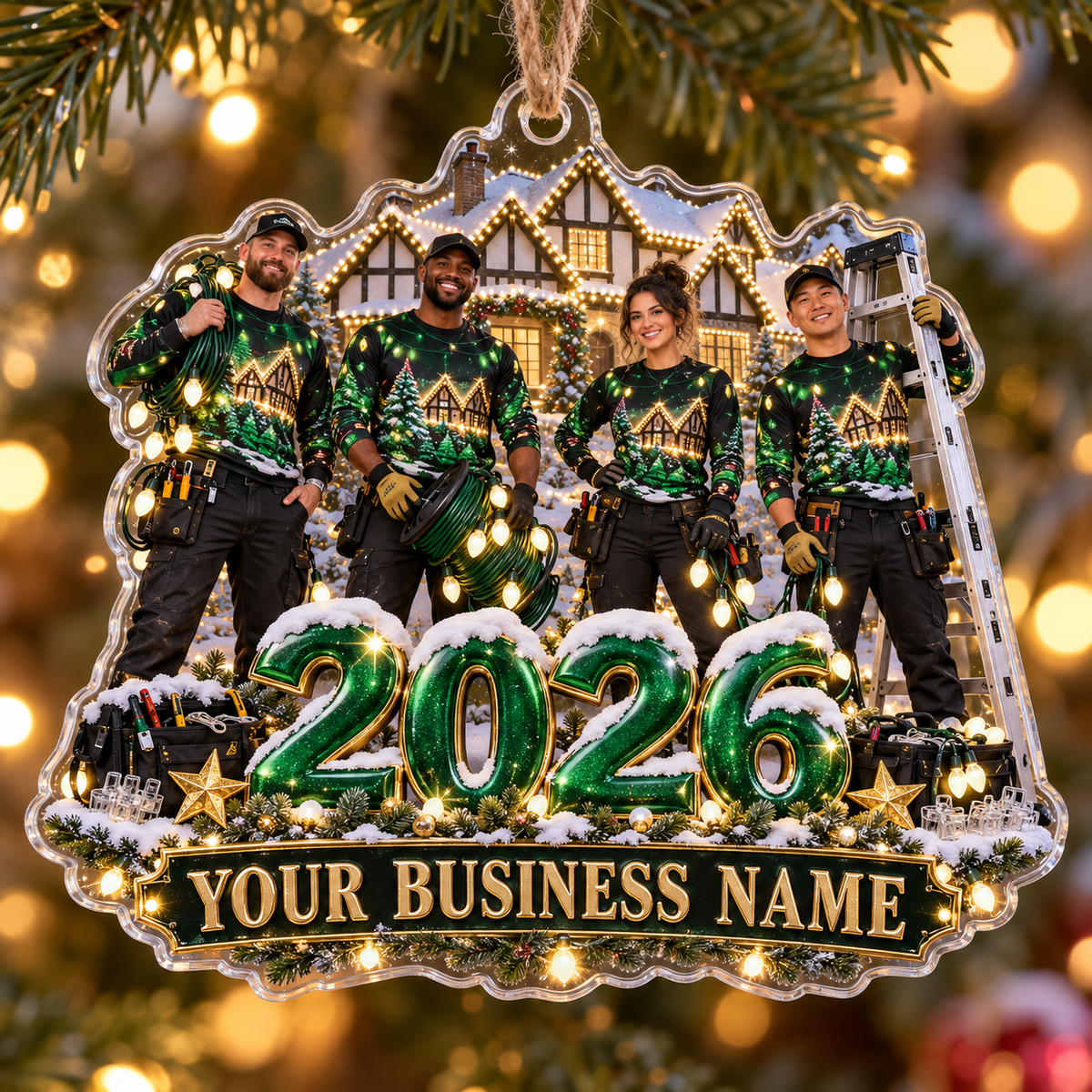 Christmas light installers acrylic ornament