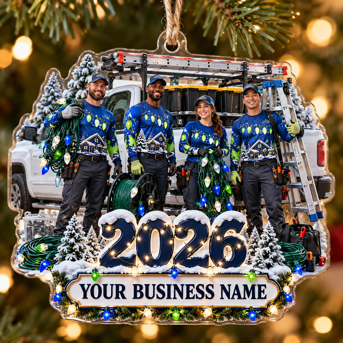 Christmas light installers acrylic ornament