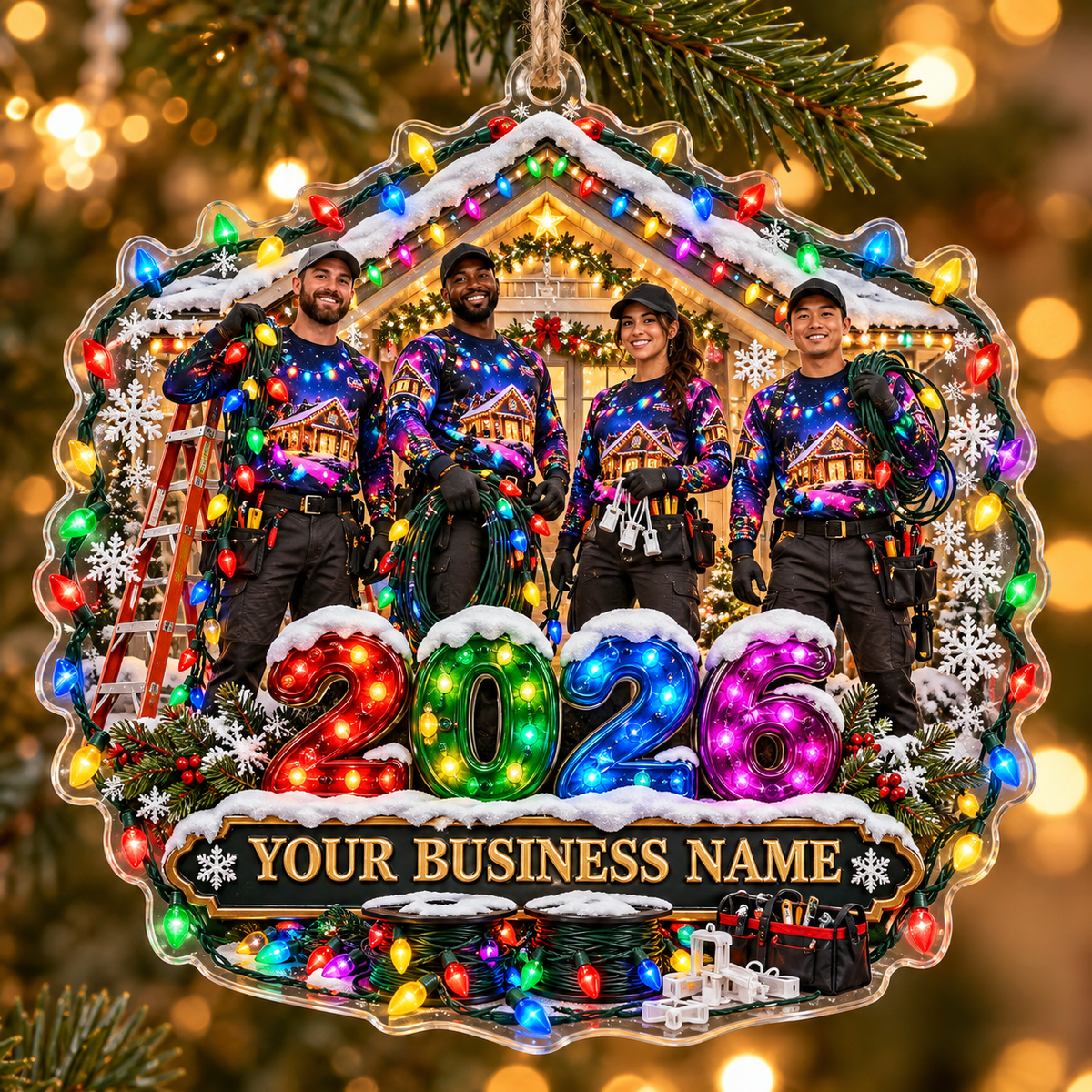 Christmas light installers acrylic ornament