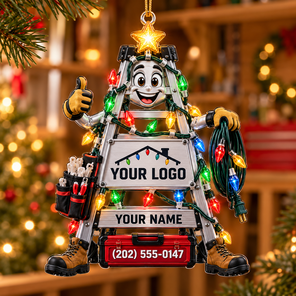 Christmas light installers acrylic ornament